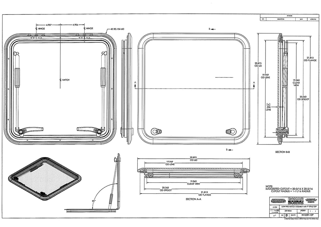 Hatch Deck White 513x513mm Riviera Genuine Parts