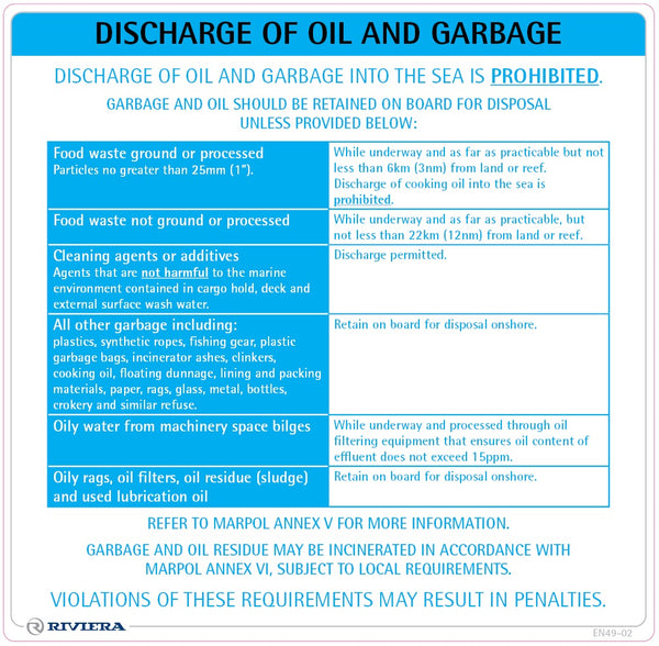 Label Safety Discharge Oil And Garbage 49-02