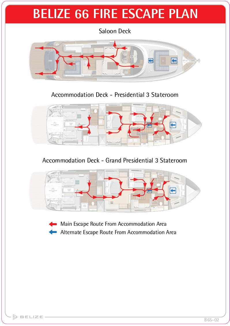 Label Safety Fire Escape Plan Belize 66HT 65-02