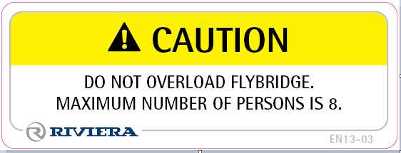 Label Safety Do Not Overload Flybridge Max 8 13-03