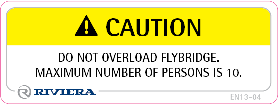 Label Safety Do Not Overload Flybridge Max 10 13-04