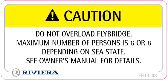 Label Safety Do Not Overload Flybridge 13-08