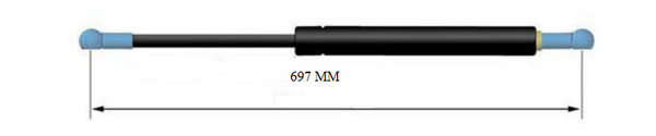 Gas Strut Ind 697mm 50kg H2 Ends