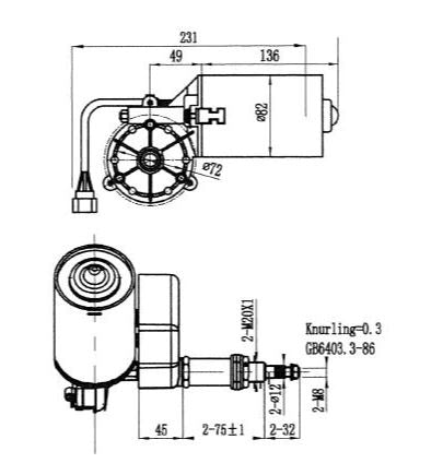 Motor Wiper TWEM1530-12V-80-75-L