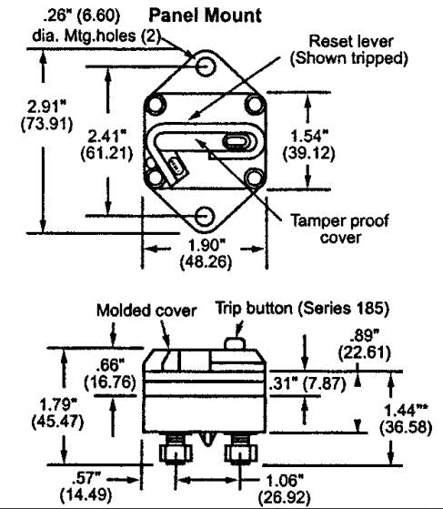Heavy Duty Circuit Breaker 135A Panel Mount