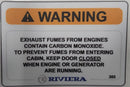 Label Warning Exhaust fumes Cabin closed