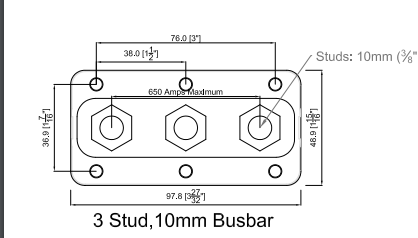 Busbar & Cover 650A Heavy Duty 3 Stud