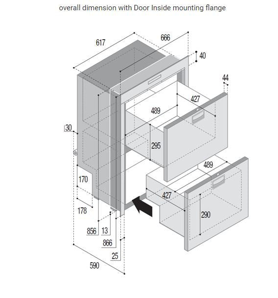 Fridge SS 2 Draw Vitrifrigo 12-24v DW180