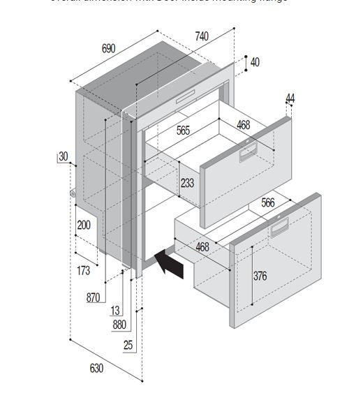 Fridge/Freezer/Icemaker 2 Drawer DW210 110V