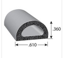 Rubber Seal D-Shaped with 3M Self-Adhesive Tape Small (per metre)